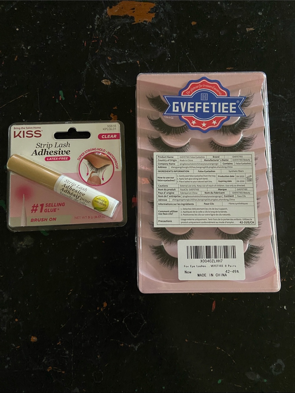 Kiss Clear Strip Lash Adhesive with Black Faux Lashes